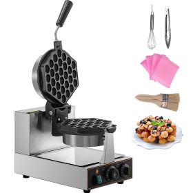 VEVOR Commercial Bubble Waffle Maker, Hexagonal Mould, 1200W Egg Bubble Puff Iron w/ 360Â°Rotatable 2 Pans & Bent Handles