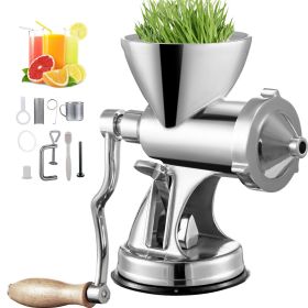 VEVOR Manual Wheatgrass Juicer with Suction Cup Base & Desktop Clamp Wheat Grass Grinder Long Screw Shaft Wheatgrass Juicer Stainless Steel for Juicin