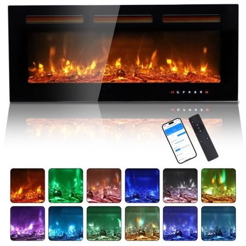 ZOKOP 40" Smart WiFi Electric Fireplace Insert, 1500W Wall Recessed/Mounted, Freestanding Fireplace Heater with Remote Control ZOKOP 40" Smart WiFi Electric Fireplace Insert, 1500W Wall Recessed/Mounted, Freestanding Fireplace Heater with Remote Control