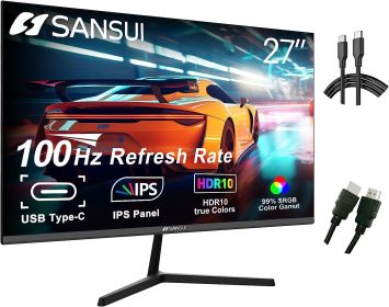 Computer Monitors 27 inch 100Hz IPS USB Type-C FHD 1080P HDR10 Built-in Speakers HDMI DP Game RTS/FPS tilt Adjustable for Working and Gaming (ES-27X3
