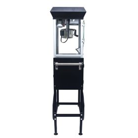 Popcorn Machine with Cart â€“ 6oz Popper with Stainless-steel Kettle, Heated Warming Deck, and Old Maids Drawer,Black